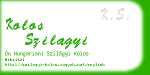 kolos szilagyi business card